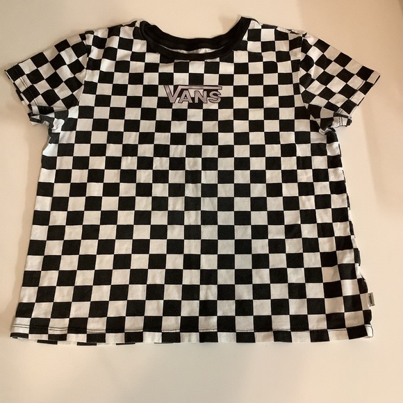 Vans & Disney Size Medium Black and White Checkered T-Shirt & Stitch Graphic Tee - Picture 2 of 9